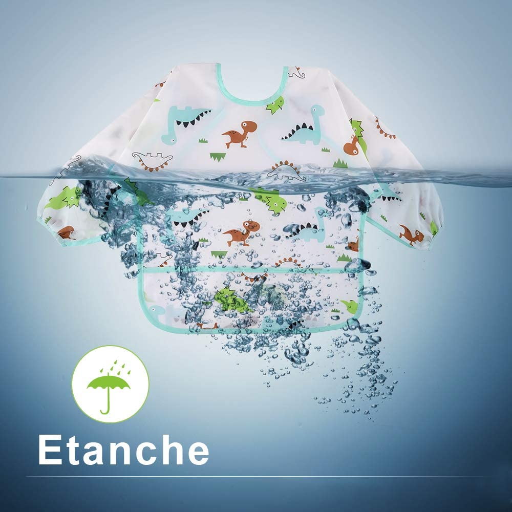 Bavoir Bébé Imperméable à Manches Longues avec Adorables Motifs pour Enfants - Mon Adorable Bébé