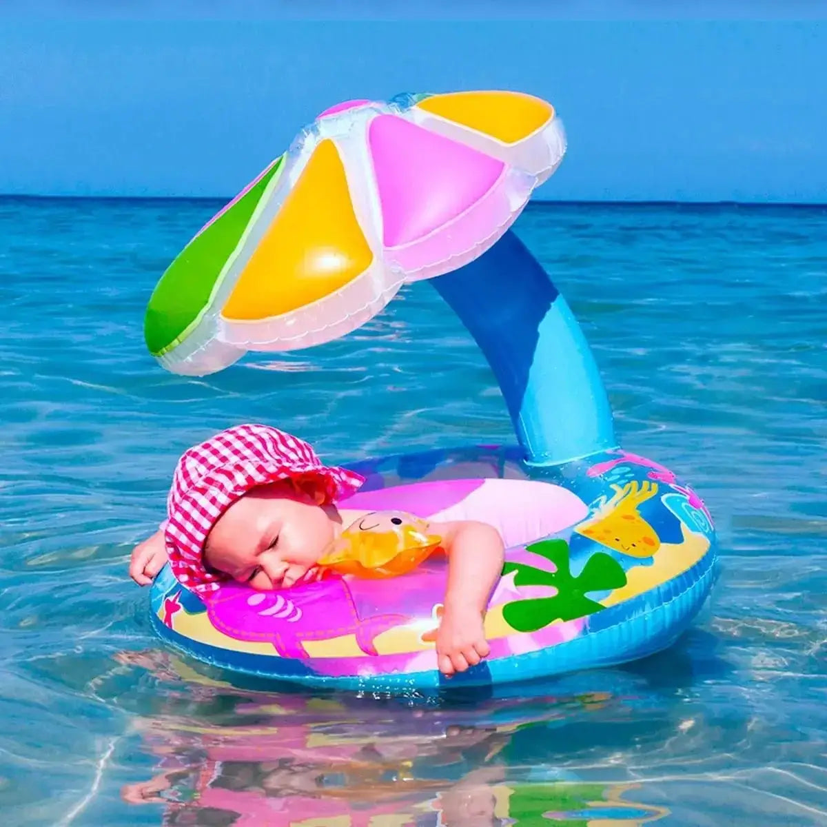 Bouée à parasol bleu