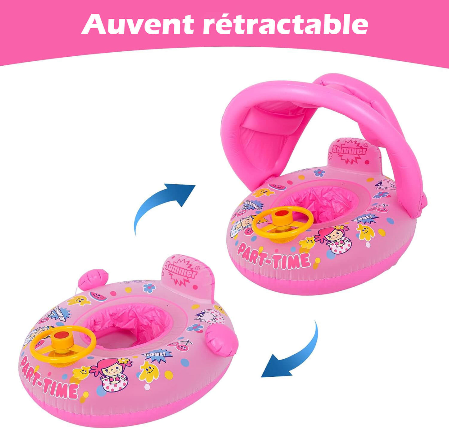 Bouee bebe a volant canopy amovible