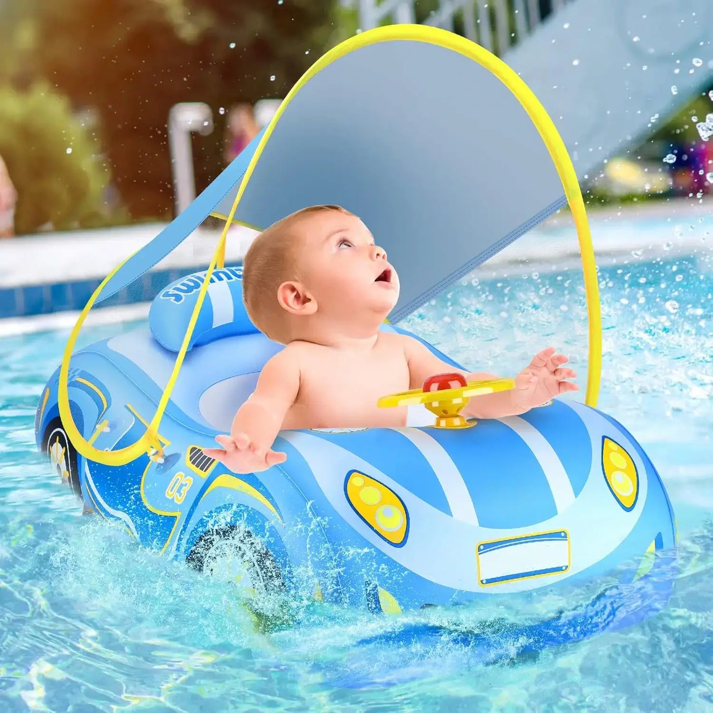 Bouée pour bébé voiture à ombrelle bleu