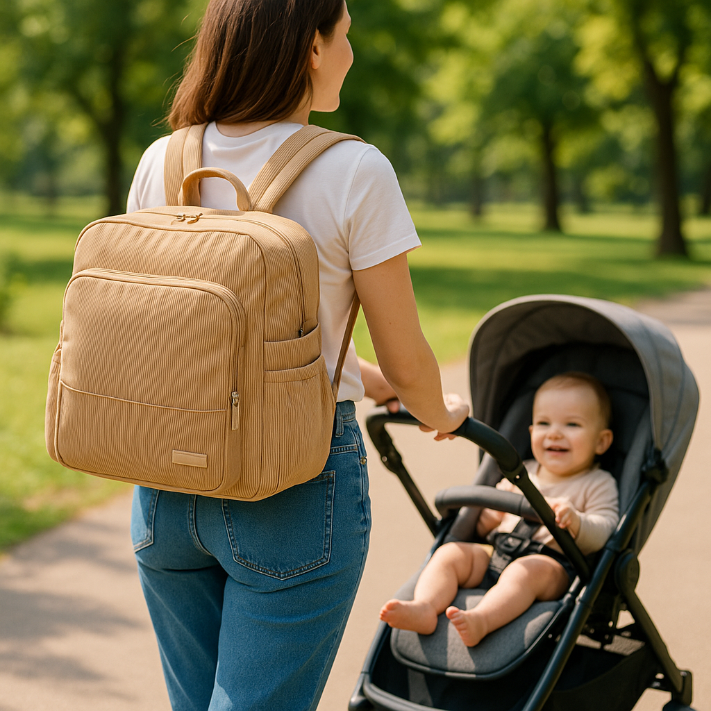 Sac a langer bebe en velours côtelé | VelvetNest