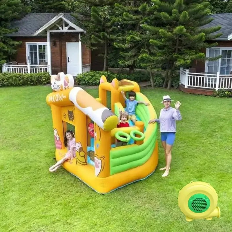 Chateau gonflable enfant a motif de chat | MeowJump
