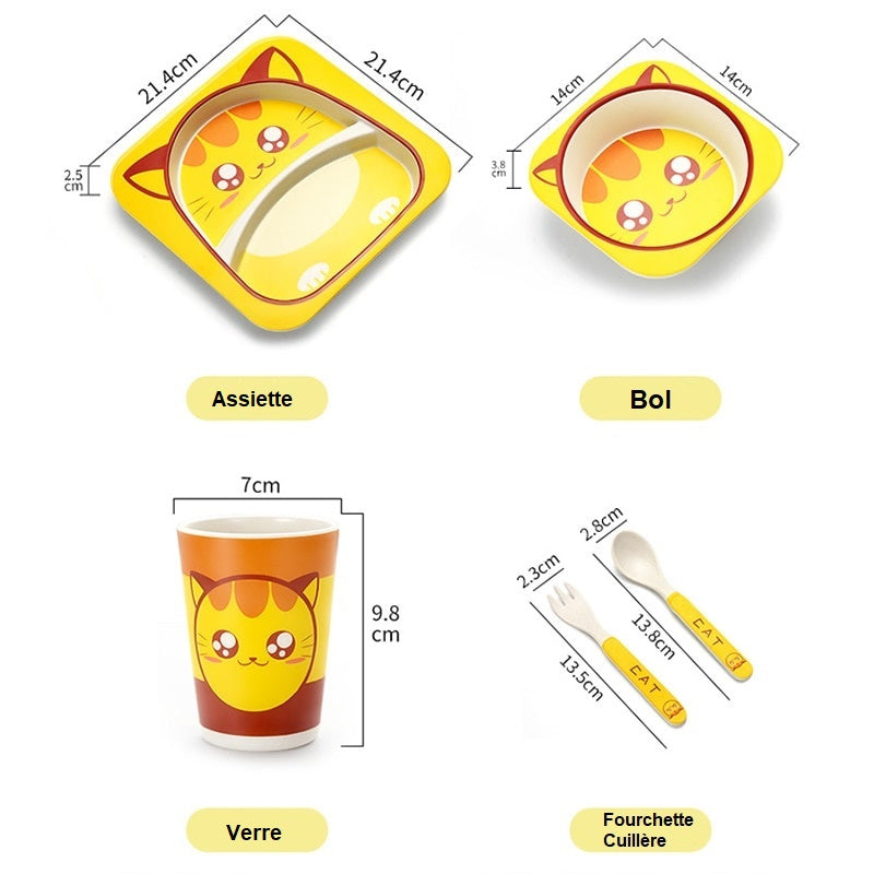 Coffret Repas Bébé à Motifs d'Animaux Dimensions - Mon Adorable Bébé