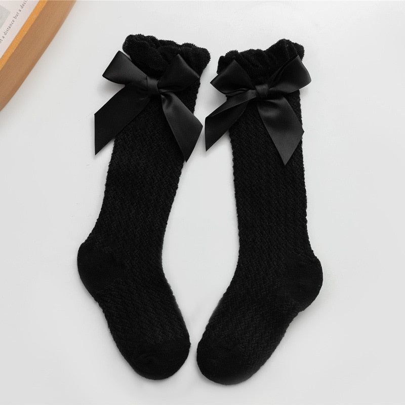 Chaussettes Hautes à Papillon pour Bébé Fille Noir - Mon Adorable Bébé