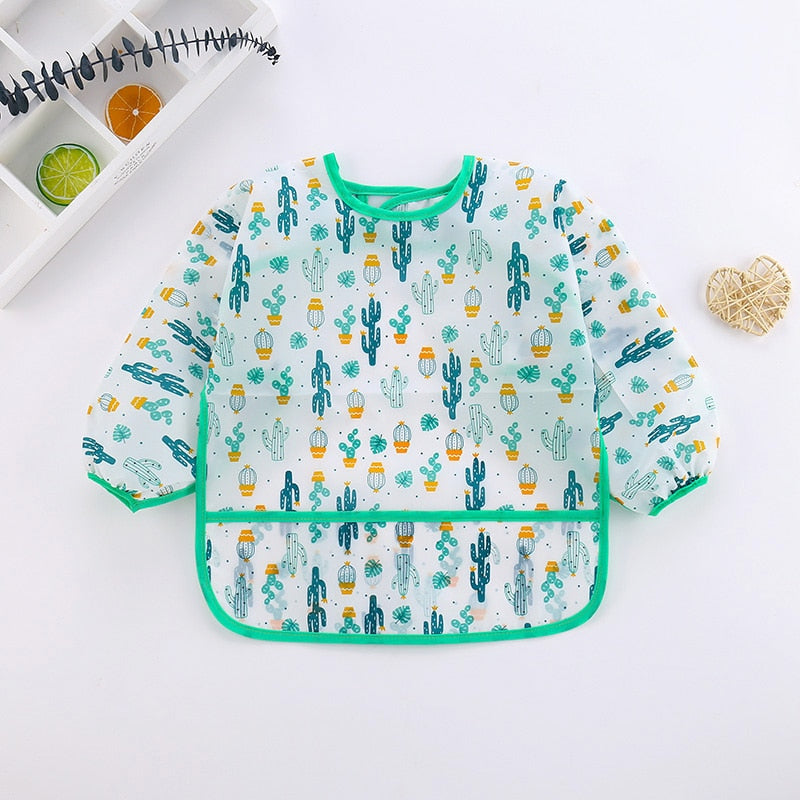 Bavoir Bébé Imperméable à Manches Longues avec Adorables Motifs pour Enfants Cactus - Mon Adorable Bébé