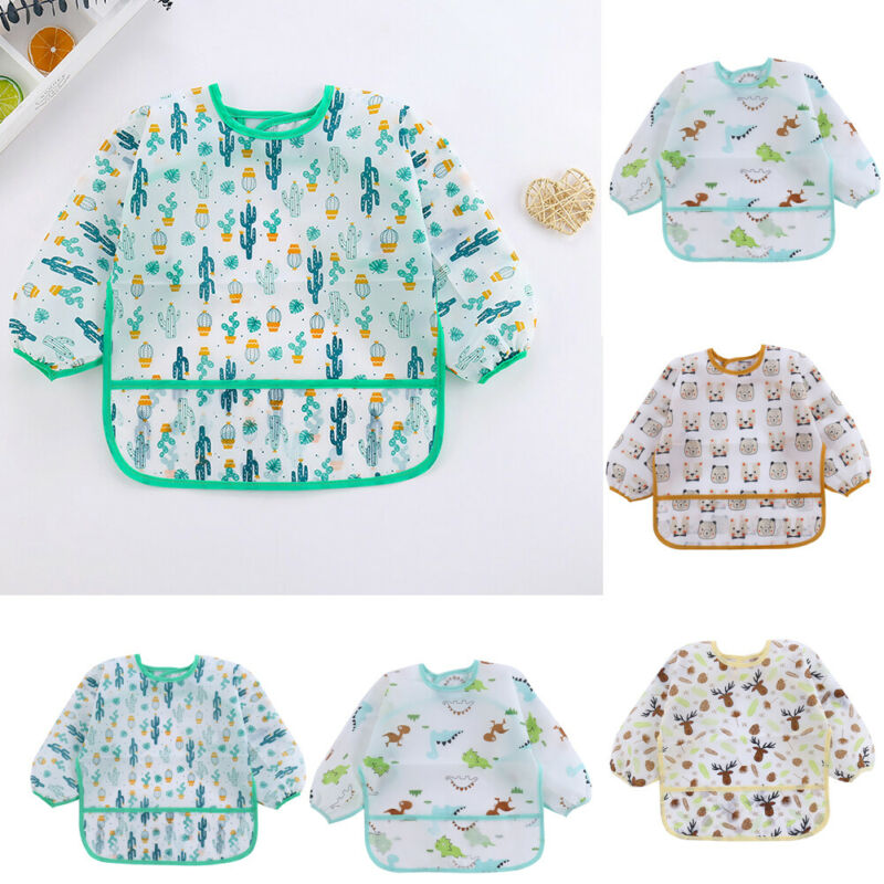 Bavoir Bébé Imperméable à Manches Longues avec Adorables Motifs pour Enfants - Mon Adorable Bébé