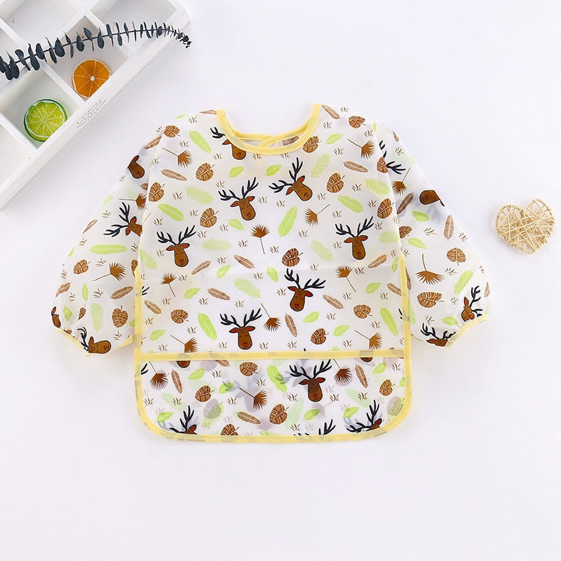 Bavoir Bébé Imperméable à Manches Longues avec Adorables Motifs pour Enfants Cerf - Mon Adorable Bébé
