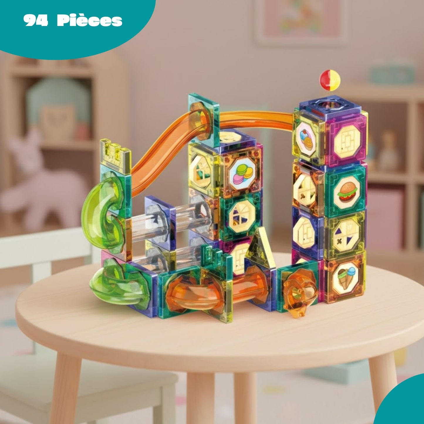 Jeu aimanté de construction avec Circuit à billes | Magnetrix