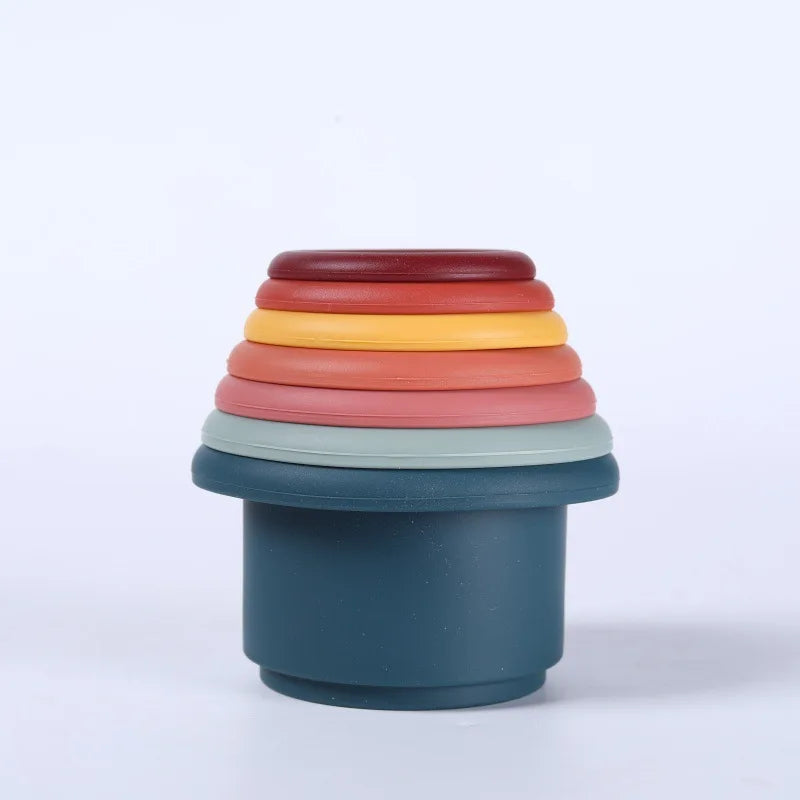 Jeu de construction tasses empilables en silicone | EduTower