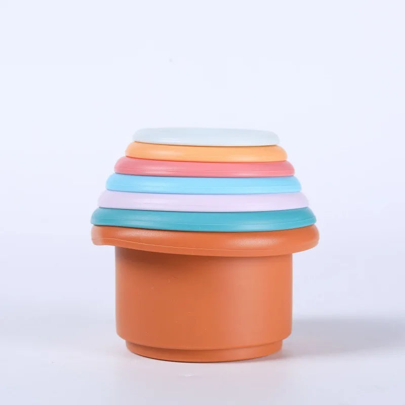 Jeu de construction tasses empilables en silicone | EduTower