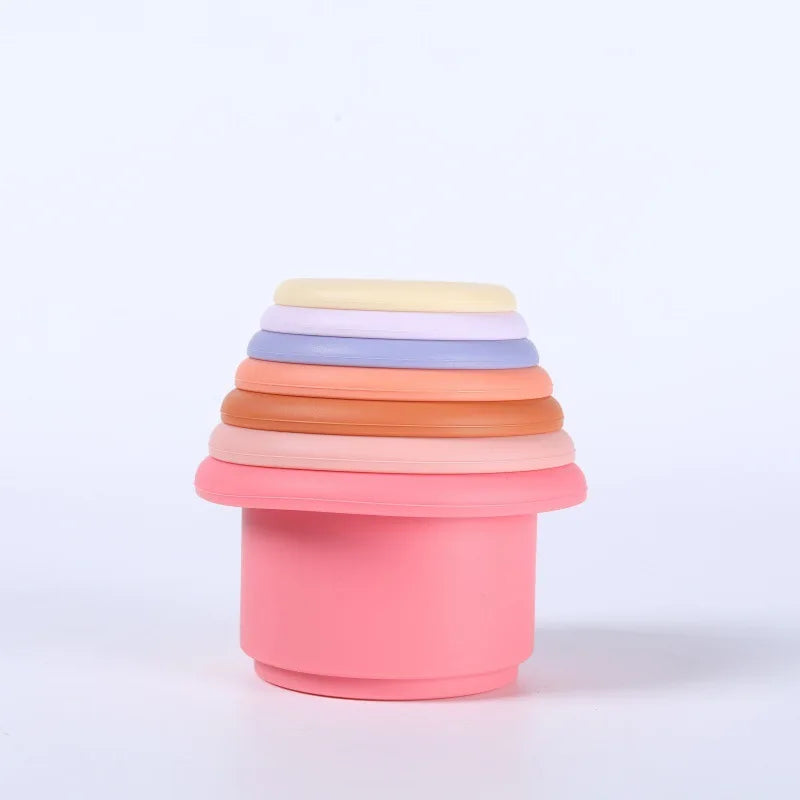Jeu de construction tasses empilables en silicone | EduTower