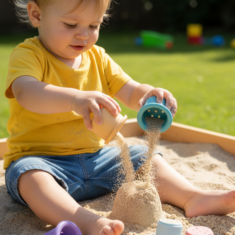 Jeu de construction tasses empilables en silicone | EduTower