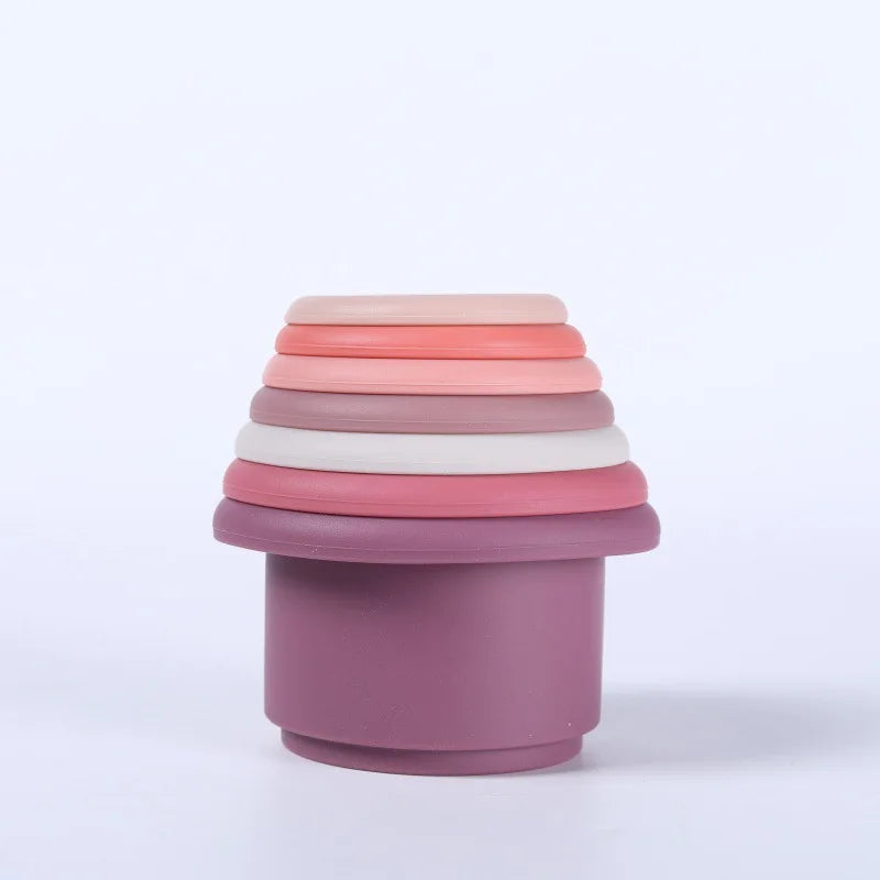 Jeu de construction tasses empilables en silicone | EduTower