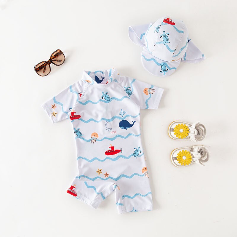 Combinaison Anti Uv Bébé pour Garçon et Fille à Motif d'Animaux Animaux marins - Mon Adorable Bébé