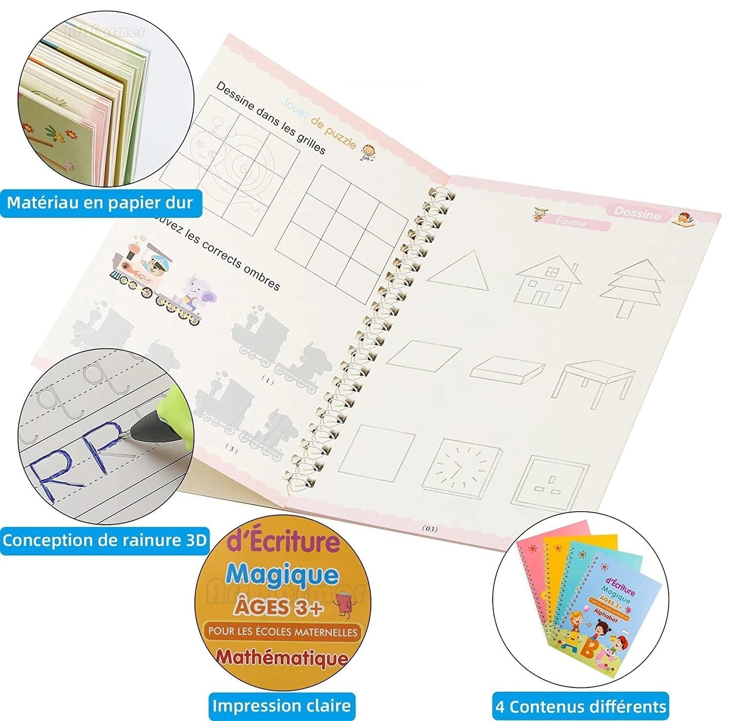 Cahier d'Ecriture Magique Réutilisable Montessori - Mon Adorable Bébé