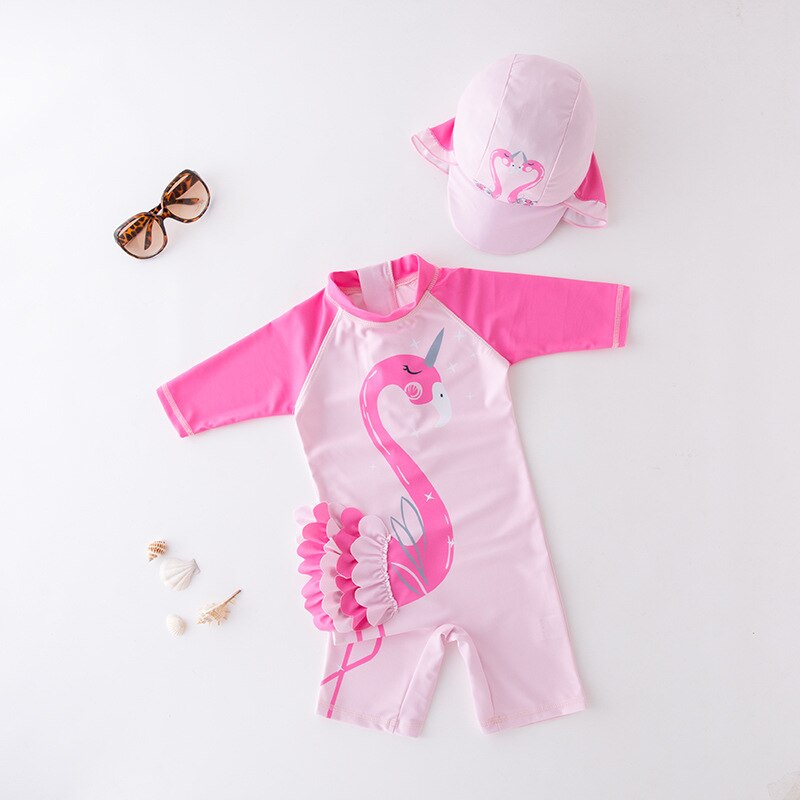 Combinaison Anti Uv Bébé pour Garçon et Fille à Motif d'Animaux Flamant Rose - Mon Adorable Bébé
