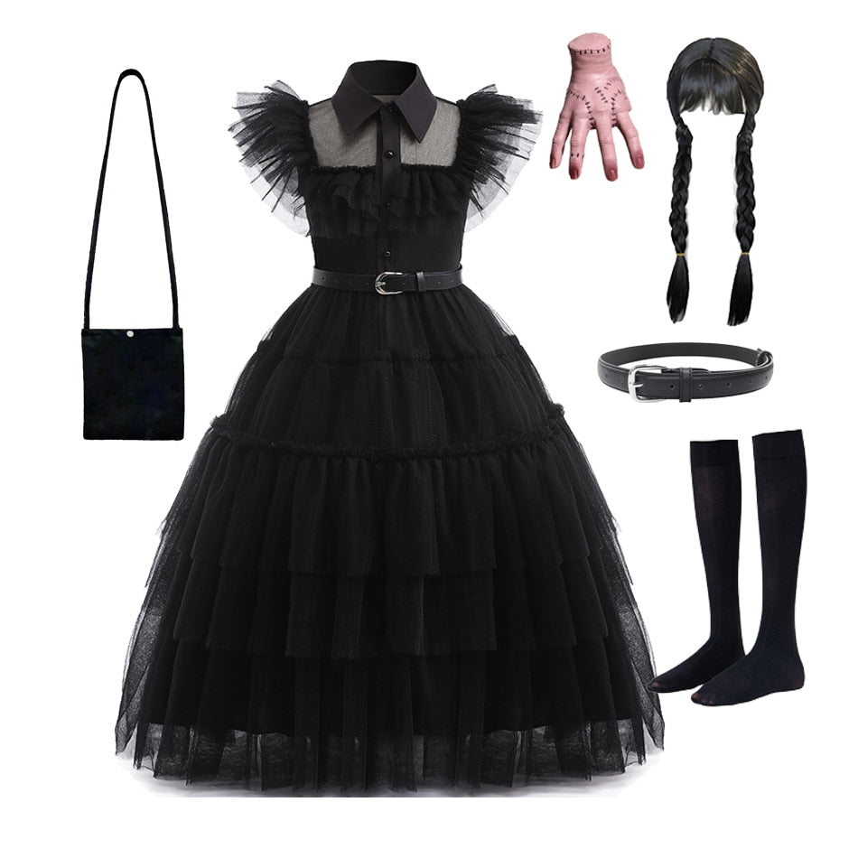 Ensemble de Déguisement d'Halloween Mercredi pour Fille - Mon Adorable bebe