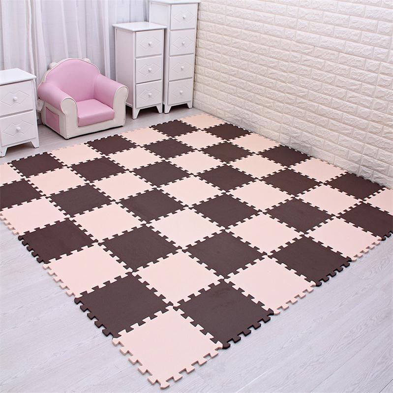 Tapis de Jeu Puzzle Mousse pour Bébé marron beige - Mon Adorable Bébé
