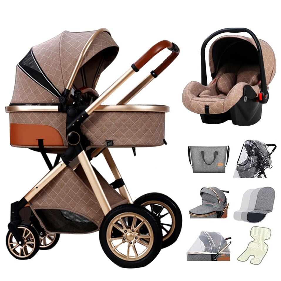 Poussette 3 en 1 pour Bébé Kaki - Mon Adorable Bébé
