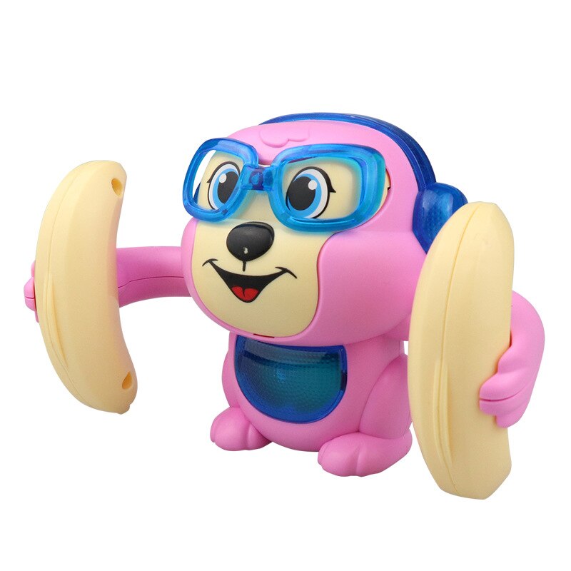 Jouet Musical de Singe Culbuteur pour Bébé Rose - Mon Adorable Bébé