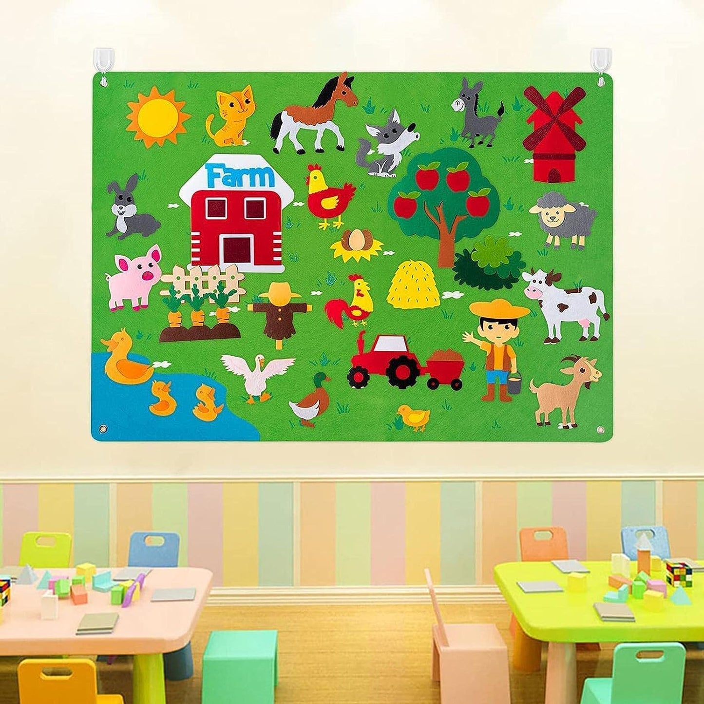 Tableau en Feutre de Ferme pour Enfants - Mon Adorable Bébé