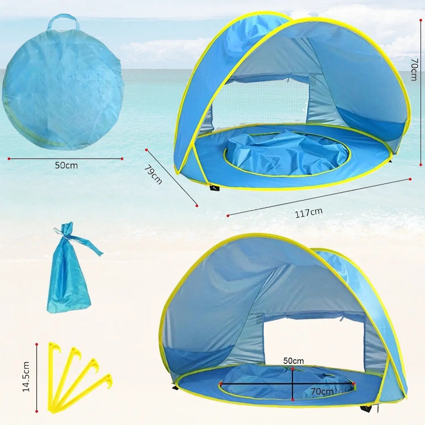 Tente de Plage Pliable dimensions