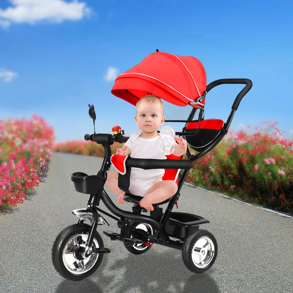 HOMCOM Tricycle Enfant Bébé Evolutif Pare-Soleil Pliable Canne Parentale Et Amovible Avev