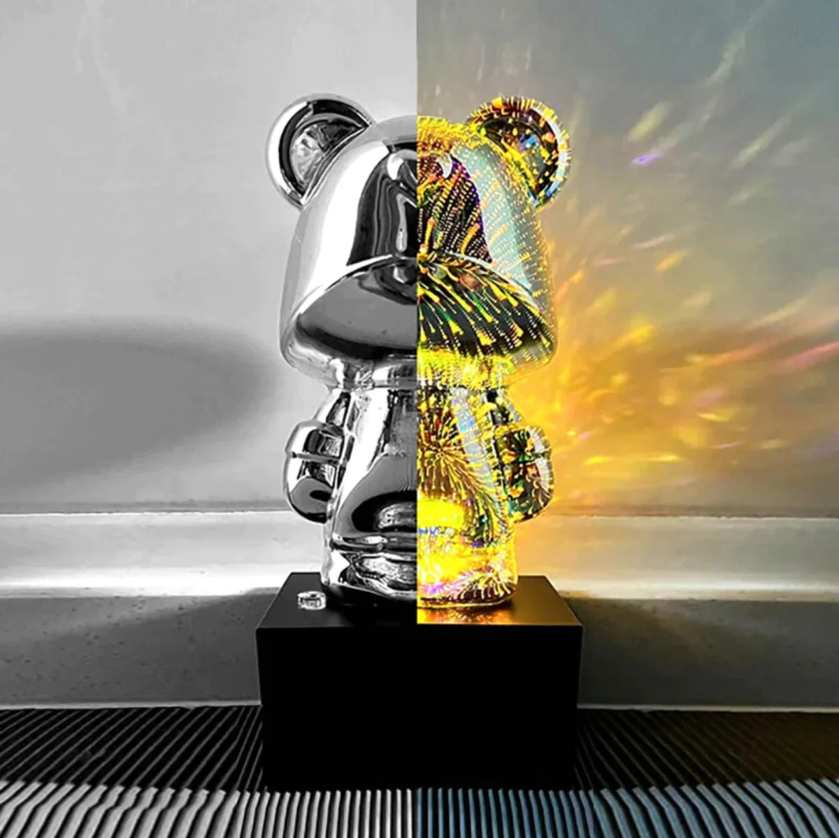 Veilleuse Ours en Verre à Feux d'Artifice 3D - Mon Adorable Bébé