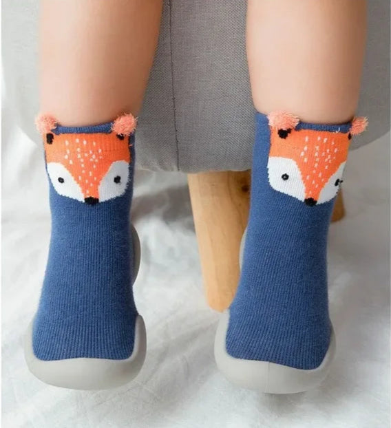 chaussure bebe de marche a motifs d'animaux bleu
