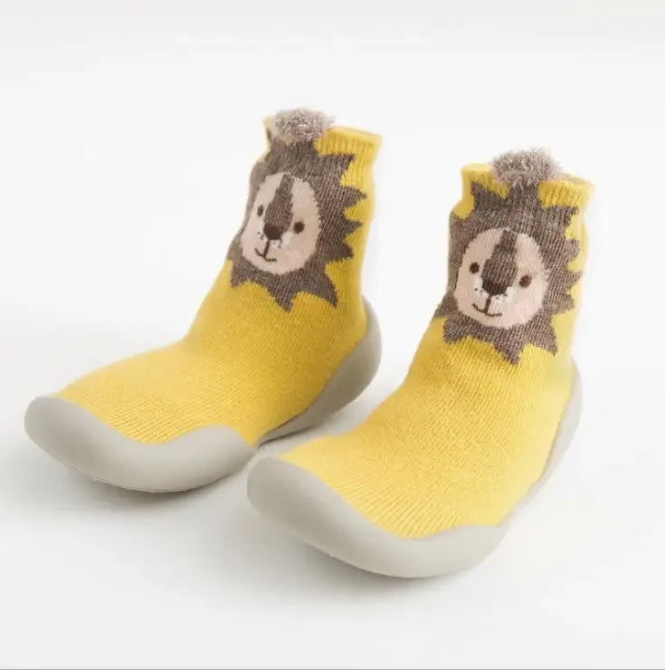 chaussure bebe de marche a motifs d'animaux jaune