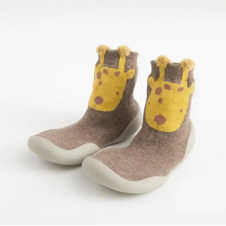 chaussure bebe de marche a motifs d'animaux marron