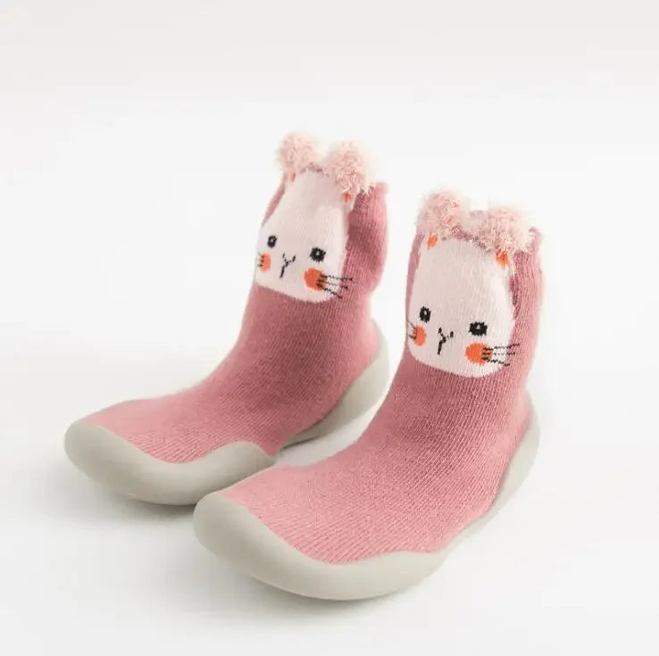 chaussure bebe de marche a motifs d'animaux rose