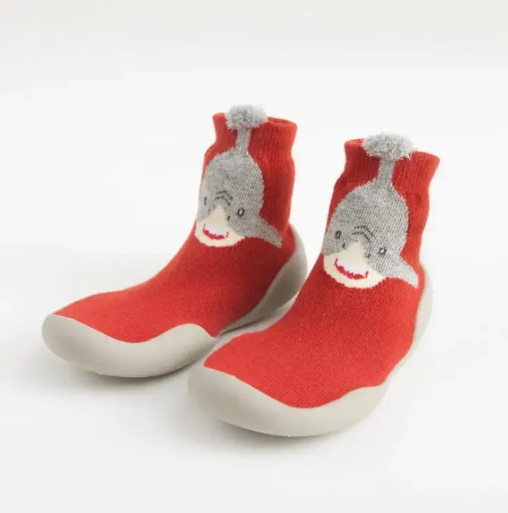 chaussure bebe de marche a motifs d'animaux rouge