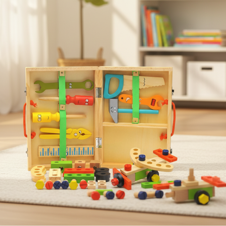 Jeu de construction en bois boîte à outils enfants | ToolBox