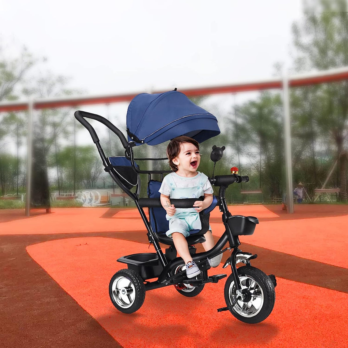 Tricycle Bébé Évolutif 4 en 1 réglable avec Pare-Soleil pour enfant de 1 à 5 ans 75×46×106cm Bleu - Sport