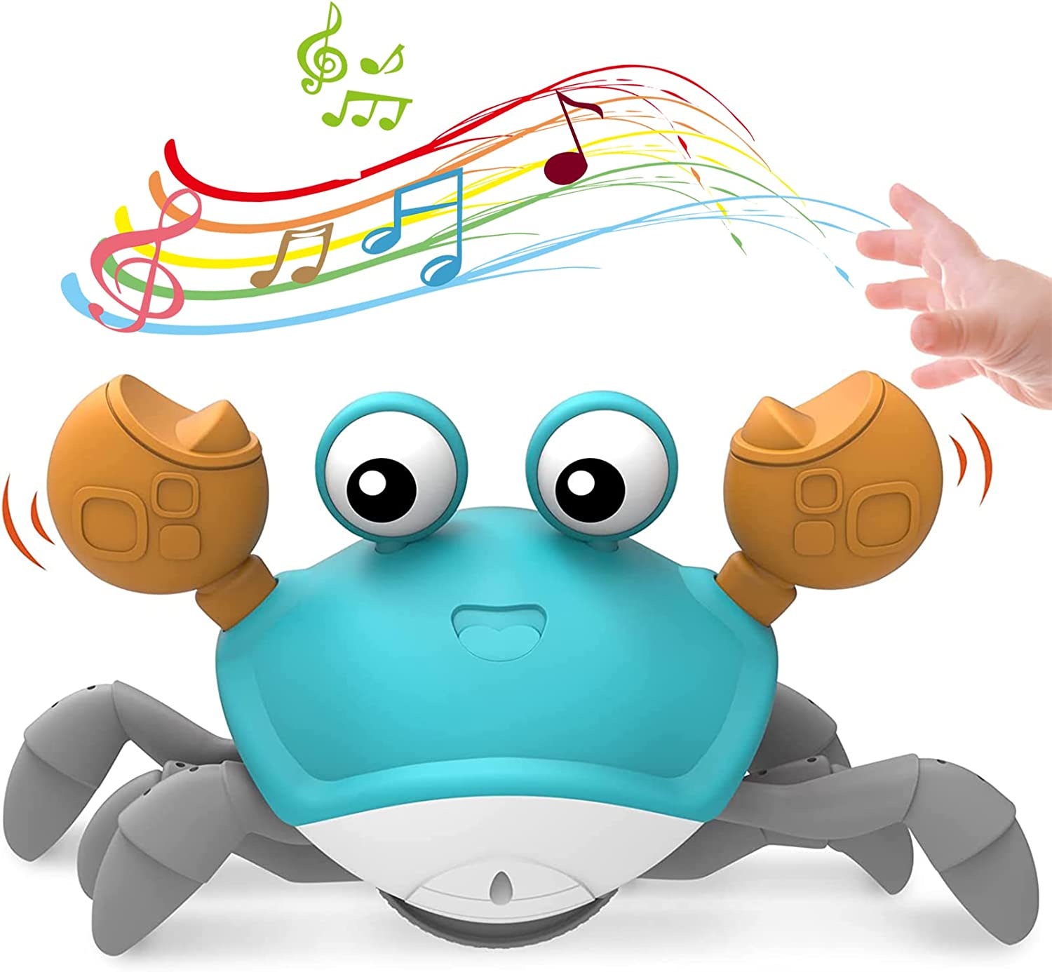 QINGBAO Jouet crabe rampant, jouet interactif pour bébé, jouet amusant pour la danse, la marche, le mouvement sensoriel des crabes avec musique (vert QINGBAO Jouet crabe rampant, jouet interactif pour bébé, jouet amusant pour la danse, la marche, le mouvement sensoriel des crabes avec musique (vert