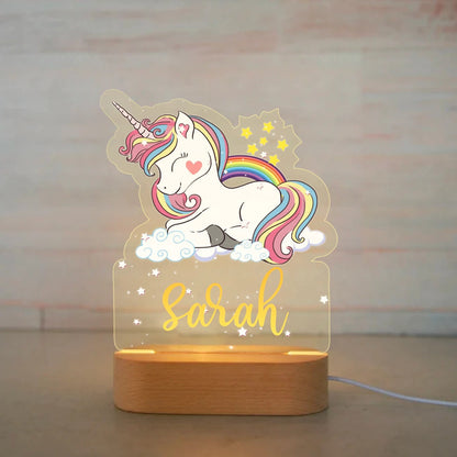 Veilleuse Bébé Personnalisée à Motifs d'Animaux Adorables Unicorne - Mon Adorable Bébé