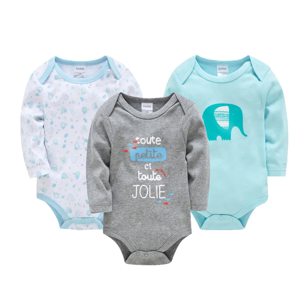 Barboteuse-bébé-à-manches-longues-Pack-de-3-bleu-gris