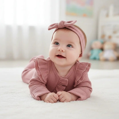 Barboteuse bebe à nœud pour fille