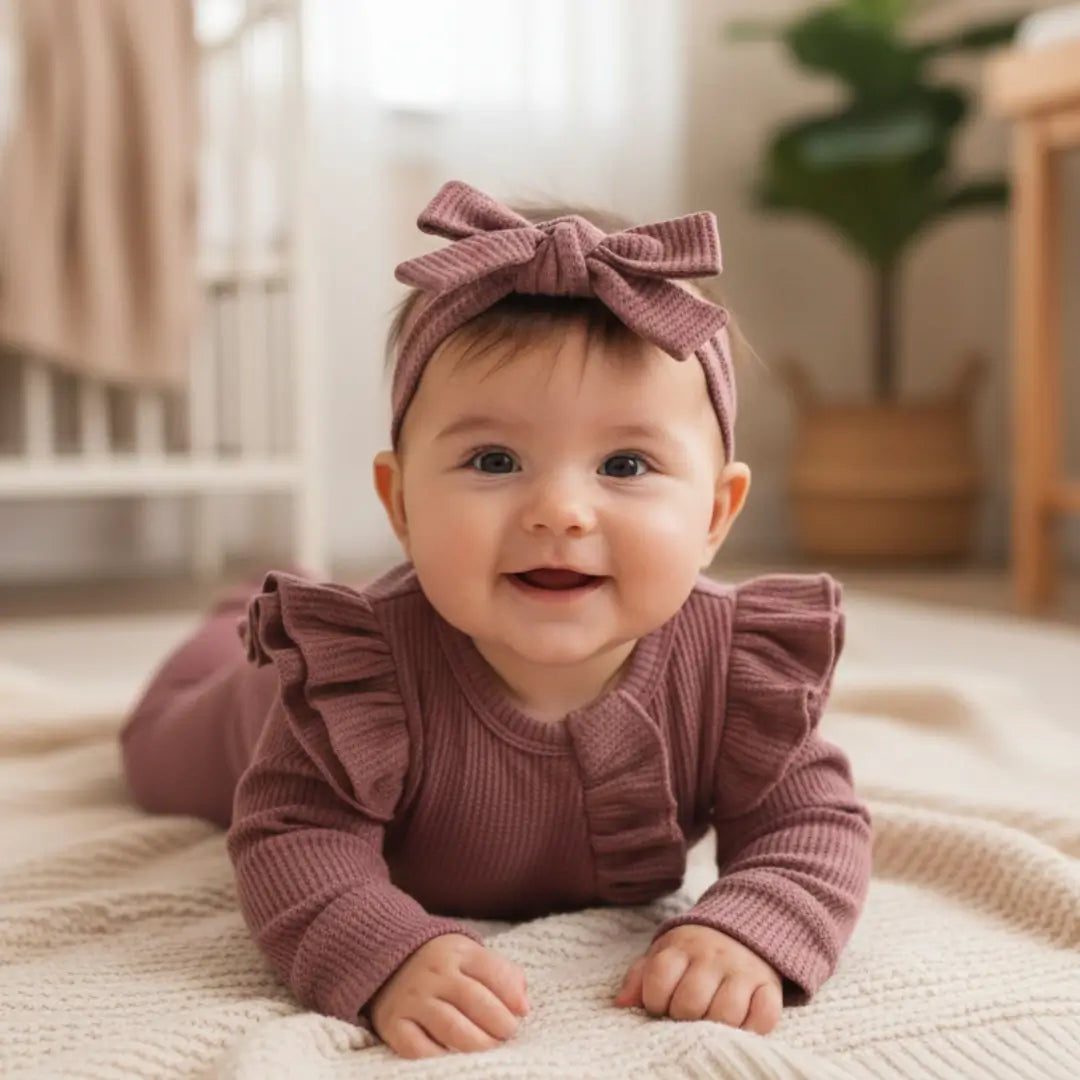 Barboteuse bebe à nœud pour fille