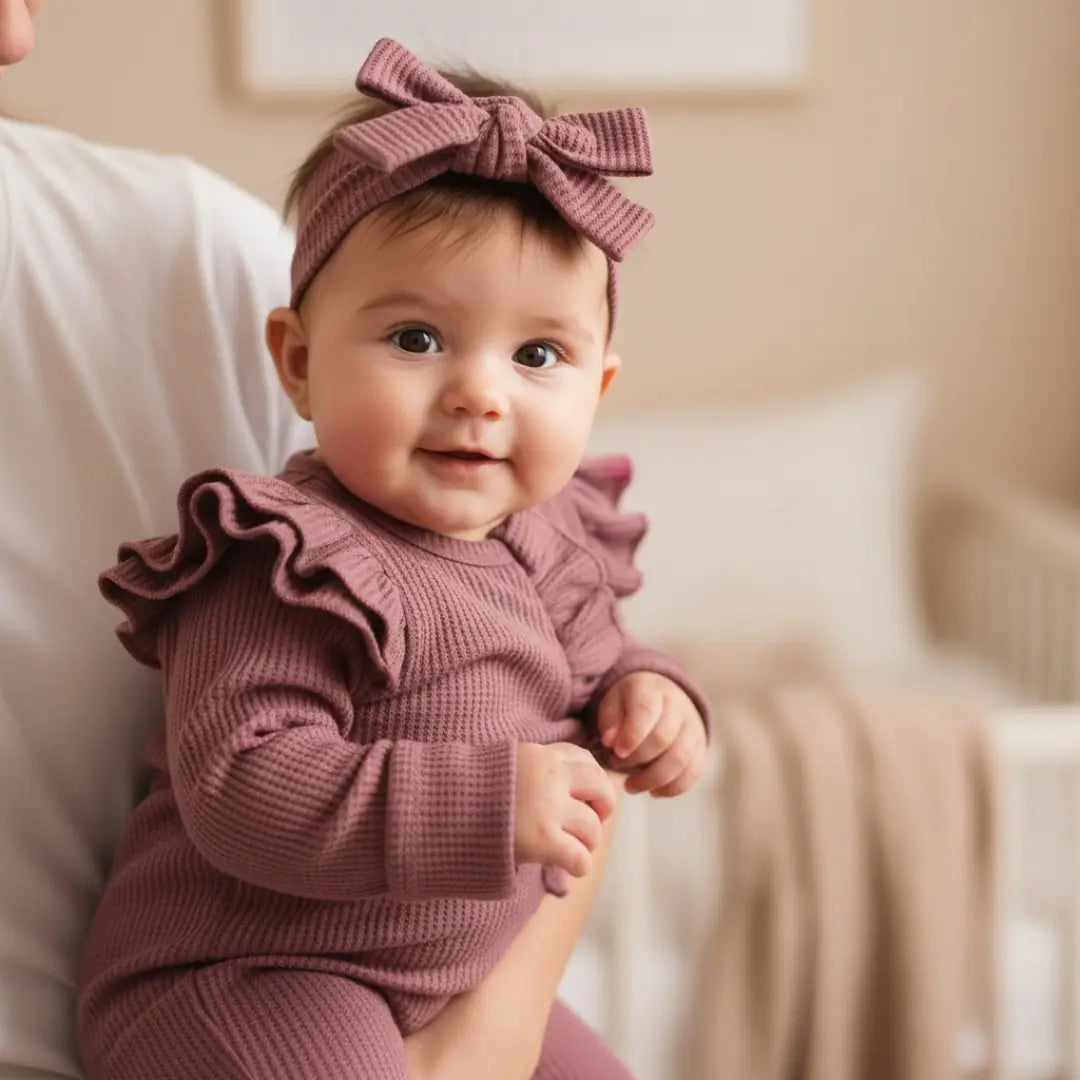 Barboteuse bebe à nœud pour fille violet parent