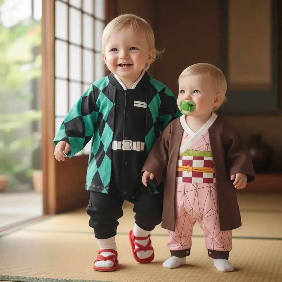 Barboteuse Tueur de Démons pour bébé Tanjiro et Nezuko