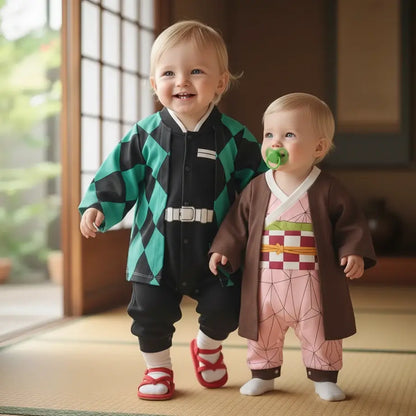 Barboteuse Tueur de Démons pour bébé Tanjiro et Nezuko
