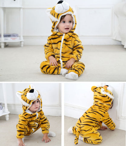 Barboteuse Bébé à Capuche avec Motifs d'Animaux Adorables