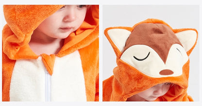 Barboteuse Bébé à Capuche avec Motifs d'Animaux Adorables