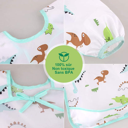 Bavoir Bébé Imperméable à Manches Longues avec Adorables Motifs pour Enfants - Mon Adorable Bébé