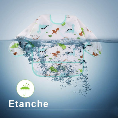 Bavoir Bébé Imperméable à Manches Longues avec Adorables Motifs pour Enfants - Mon Adorable Bébé