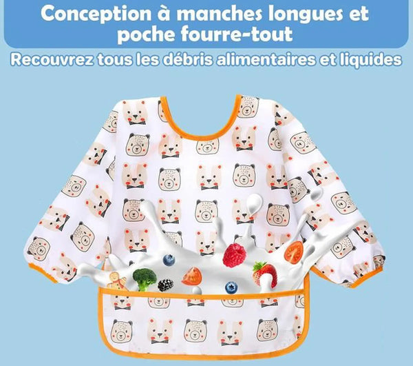 Bavoir Bébé Imperméable à Manches Longues avec Adorables Motifs pour Enfants - Mon Adorable Bébé