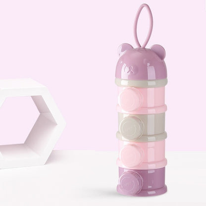 Boîte Doseuse Lait en Poudre Violet à 4 compartiments - Mon Adorable Bébé
