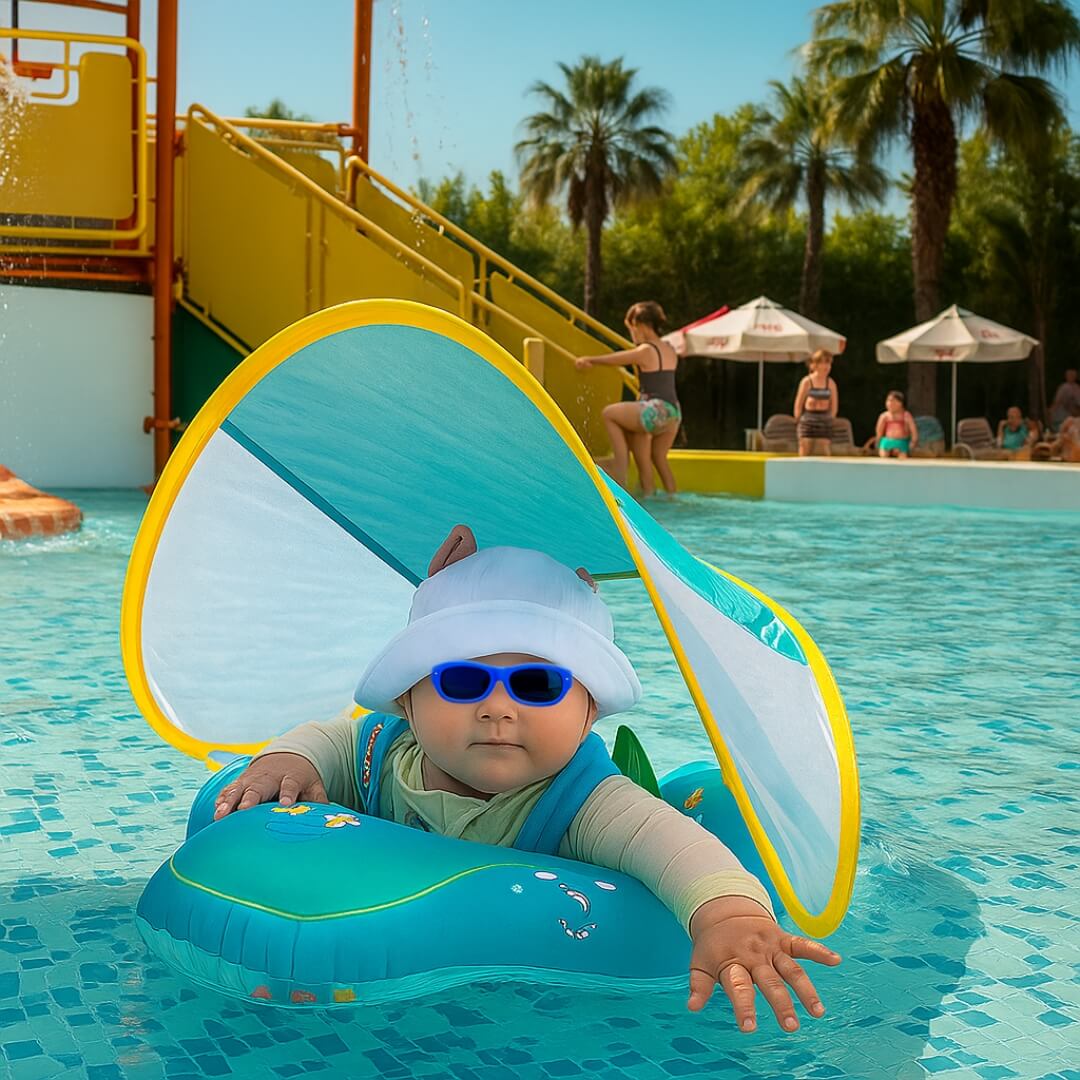 Bouée Gonflable à Ombrelle Anti UV pour Bébé Piscine